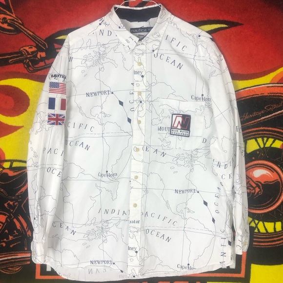 Nautica Other - Rare Nautica Blue Water Challenge Map Unique Shirt
